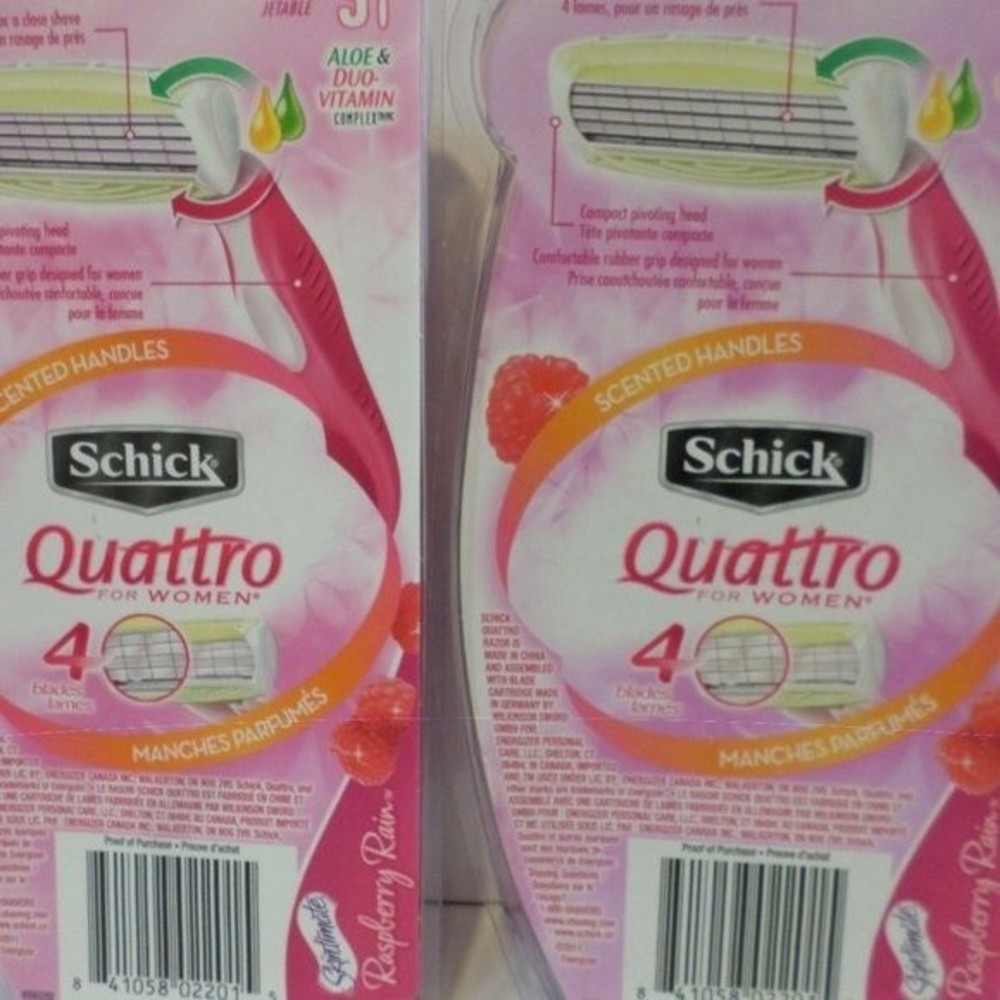 Shick Quattro Raspberry Rain Razors 4 3 Packs - Picture 4 of 6
